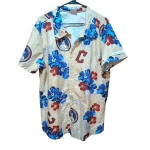 Cleveland Guardians (Indians) Beige Hawaiian Shirt Sz Adult XL Stadium Giveaway
